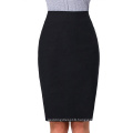 Kate Kasin Occident Women's OL High Stretchy Black Hips-Wrapped Split back Short Pencil Skirt 27" KK000274-1